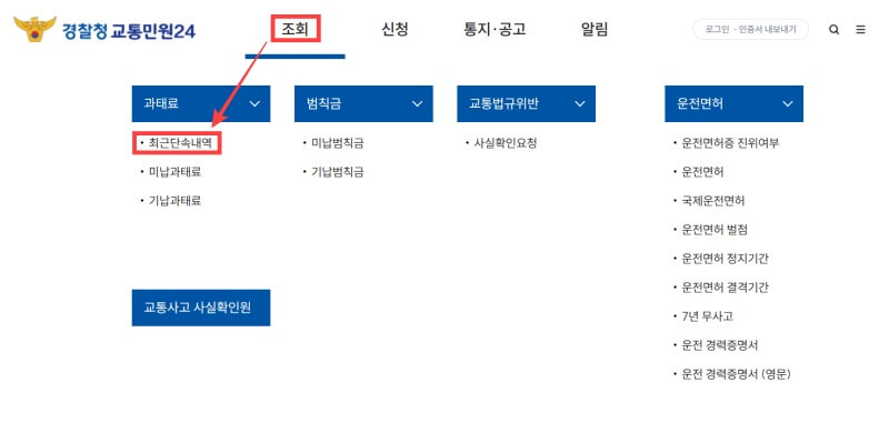 과태료-범칙금-차이-단속내역-확인