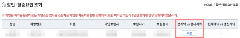 자동차보험료-할인할증-보험개발원-홈페이지-계약비교