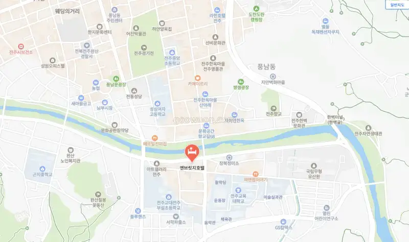 전주-한옥마을-호텔-엔브릿지-위치
