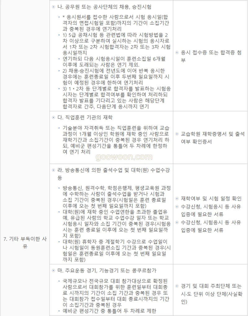 동원-훈련-연기-병무청-홈페이지-사유-3페이지